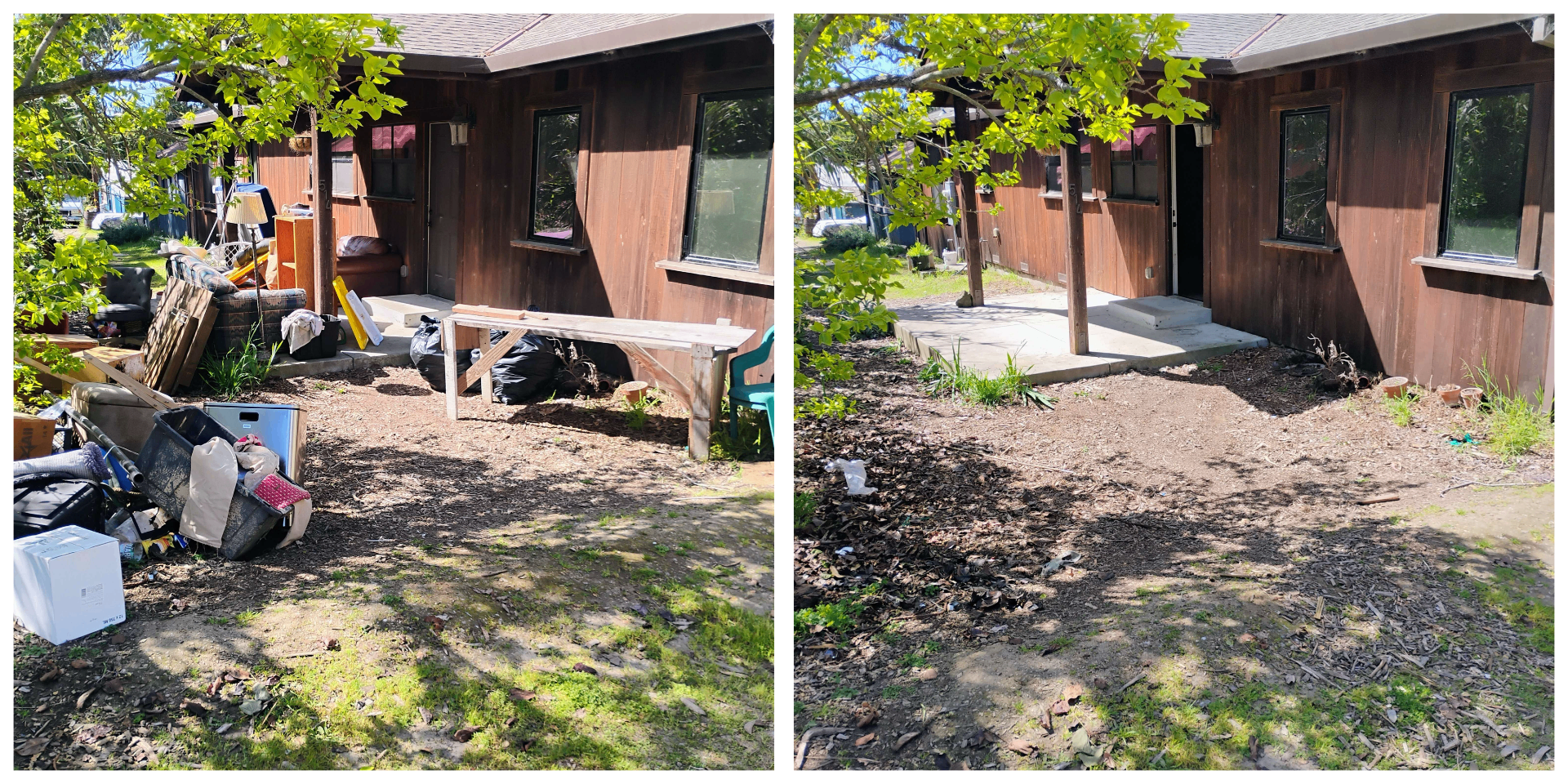 Before and after junk removal cleanout